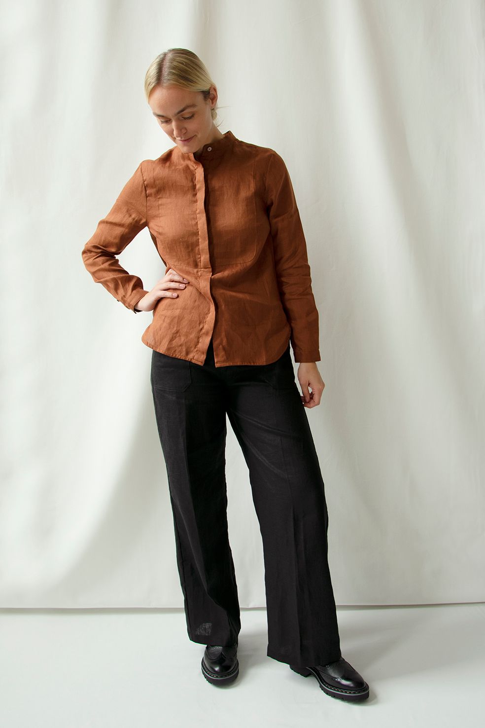 Shirt Front Linen Rust Re-