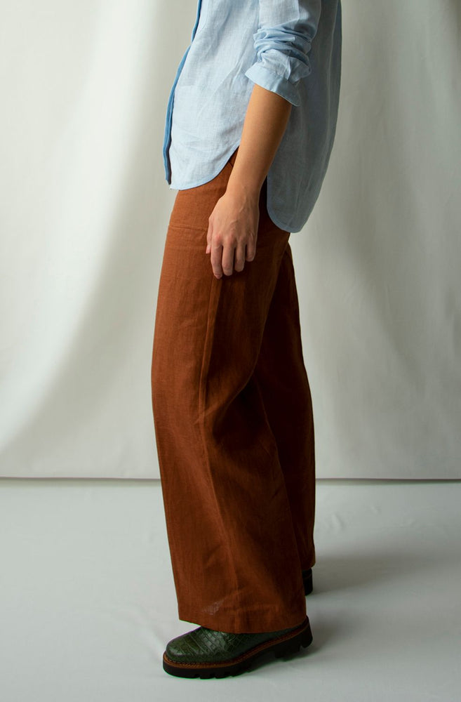 Pant Wide Thao Linen Rust Re-