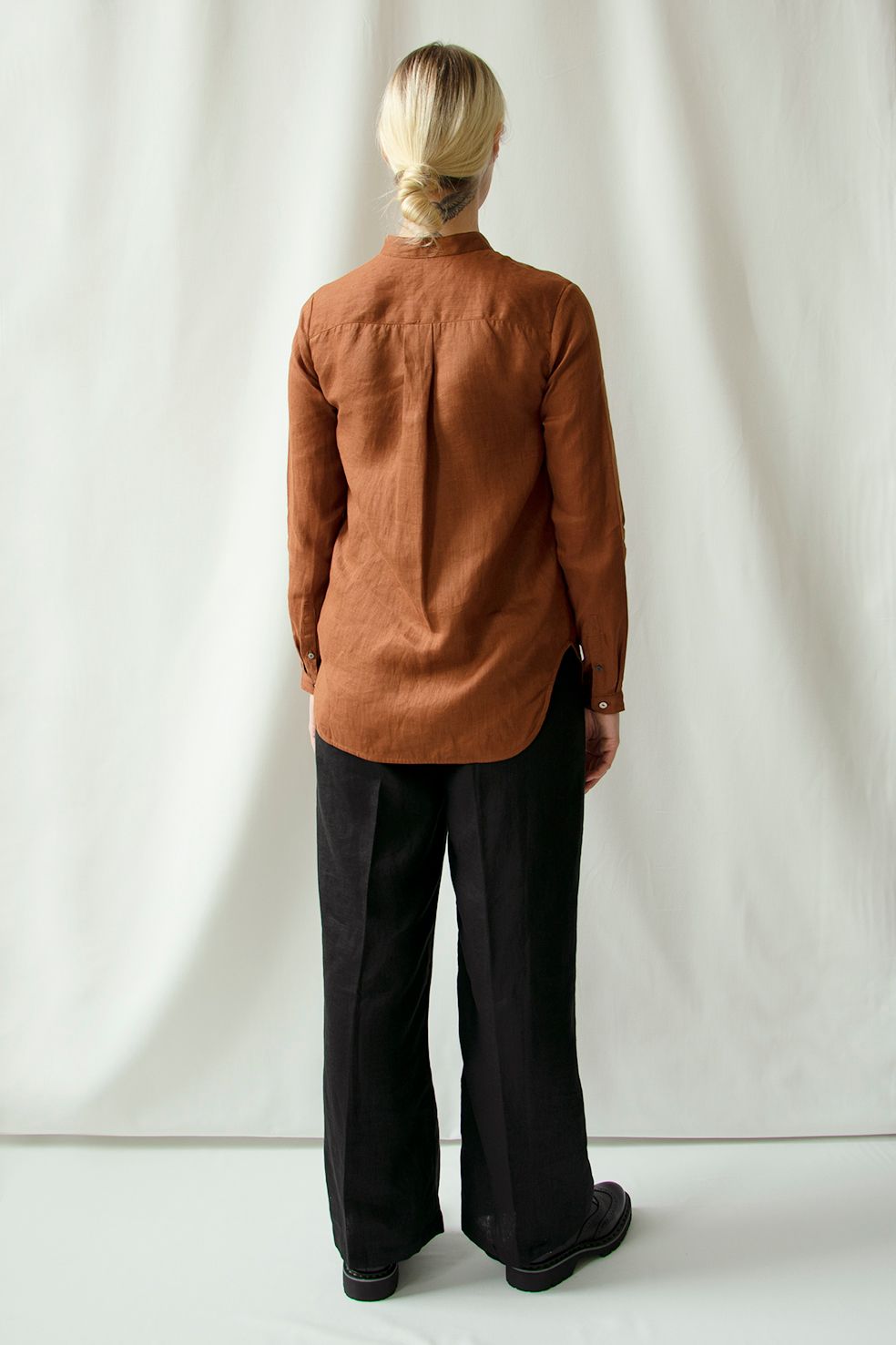 Shirt Front Linen Rust Re-