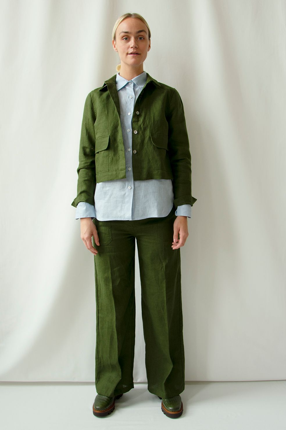 Pant Wide Thao Linen Army Re-