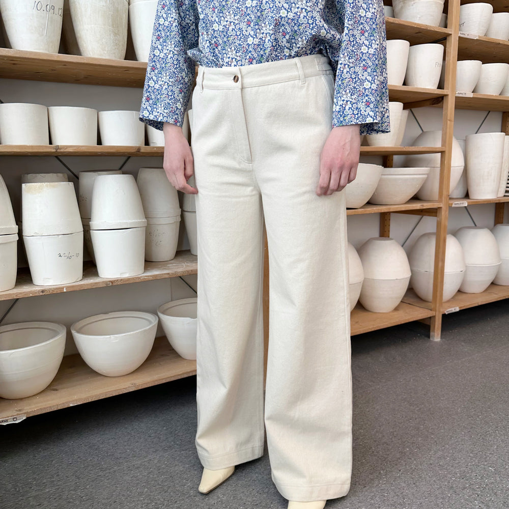Pant Wide Twill Off-White Re-