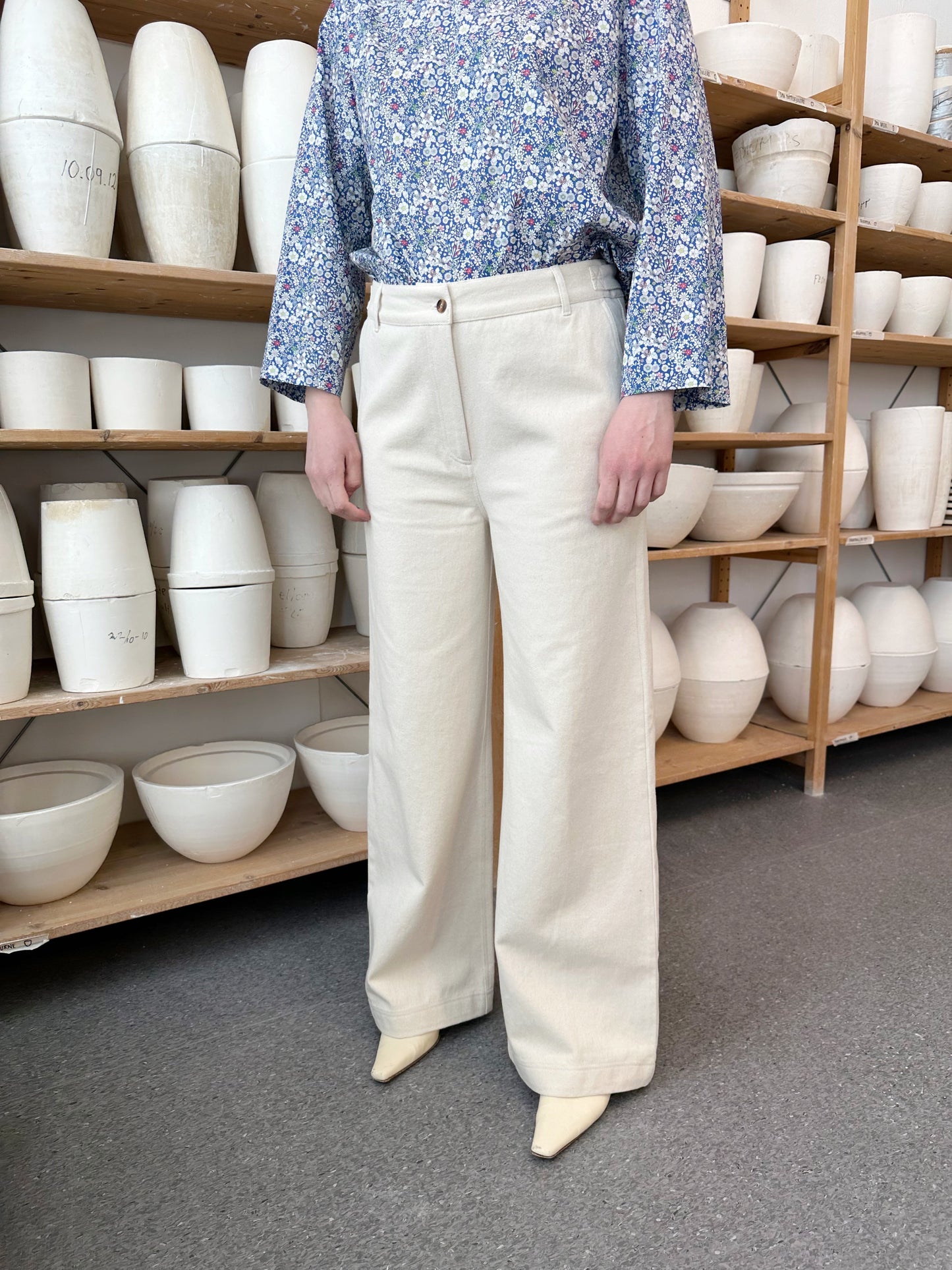 Pant Wide Twill Off-White Re-