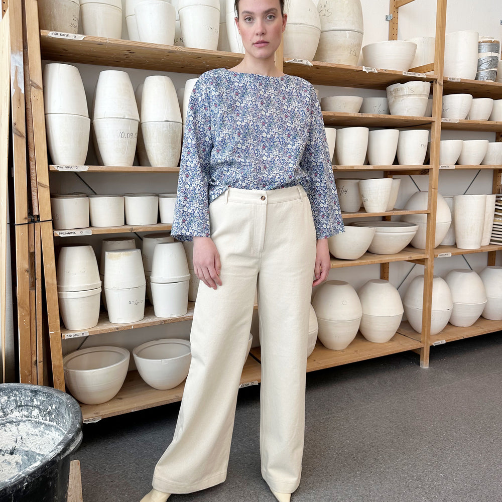 Pant Wide Twill Off-White Re-