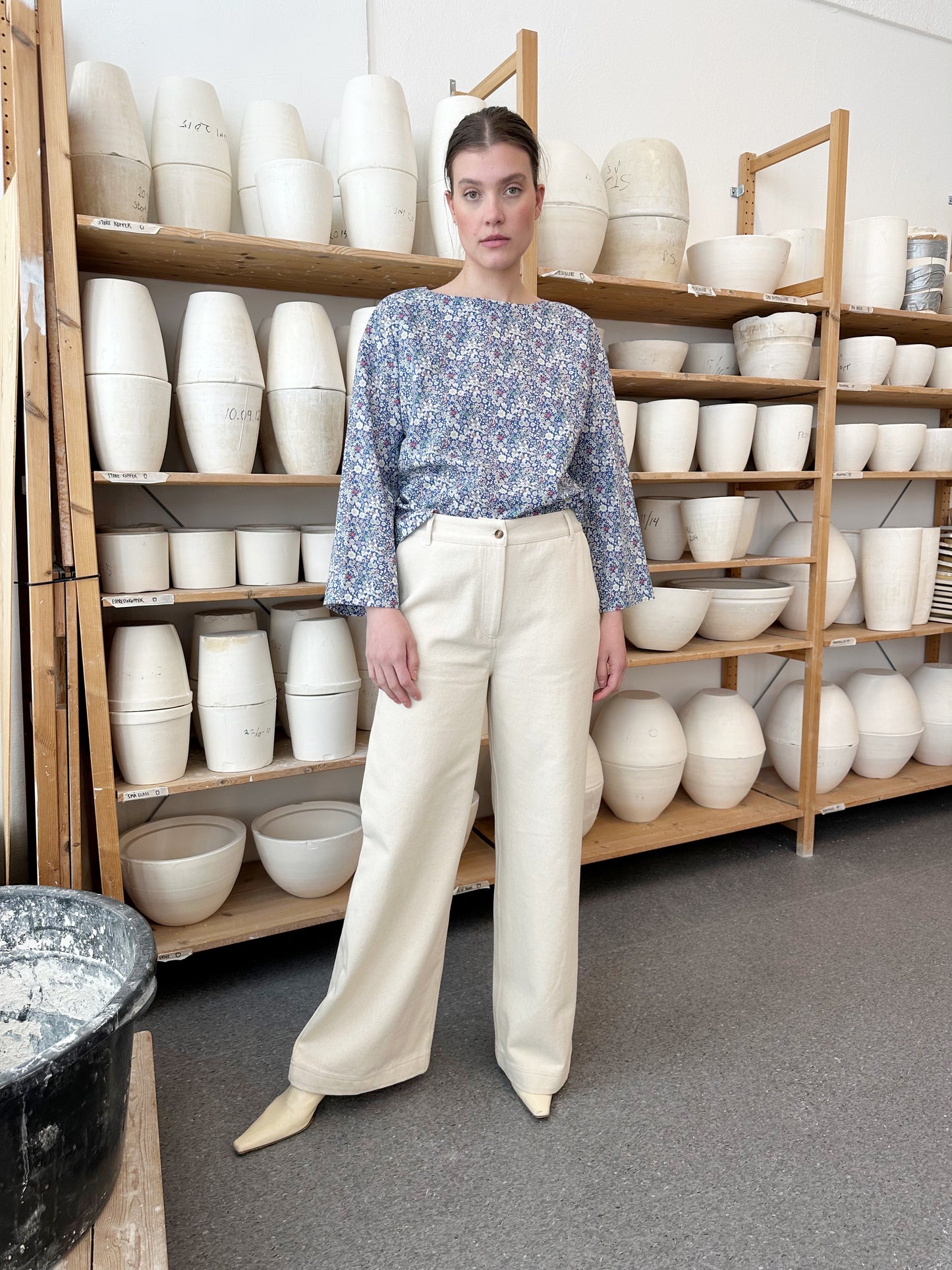 Pant Wide Twill Off-White Re-