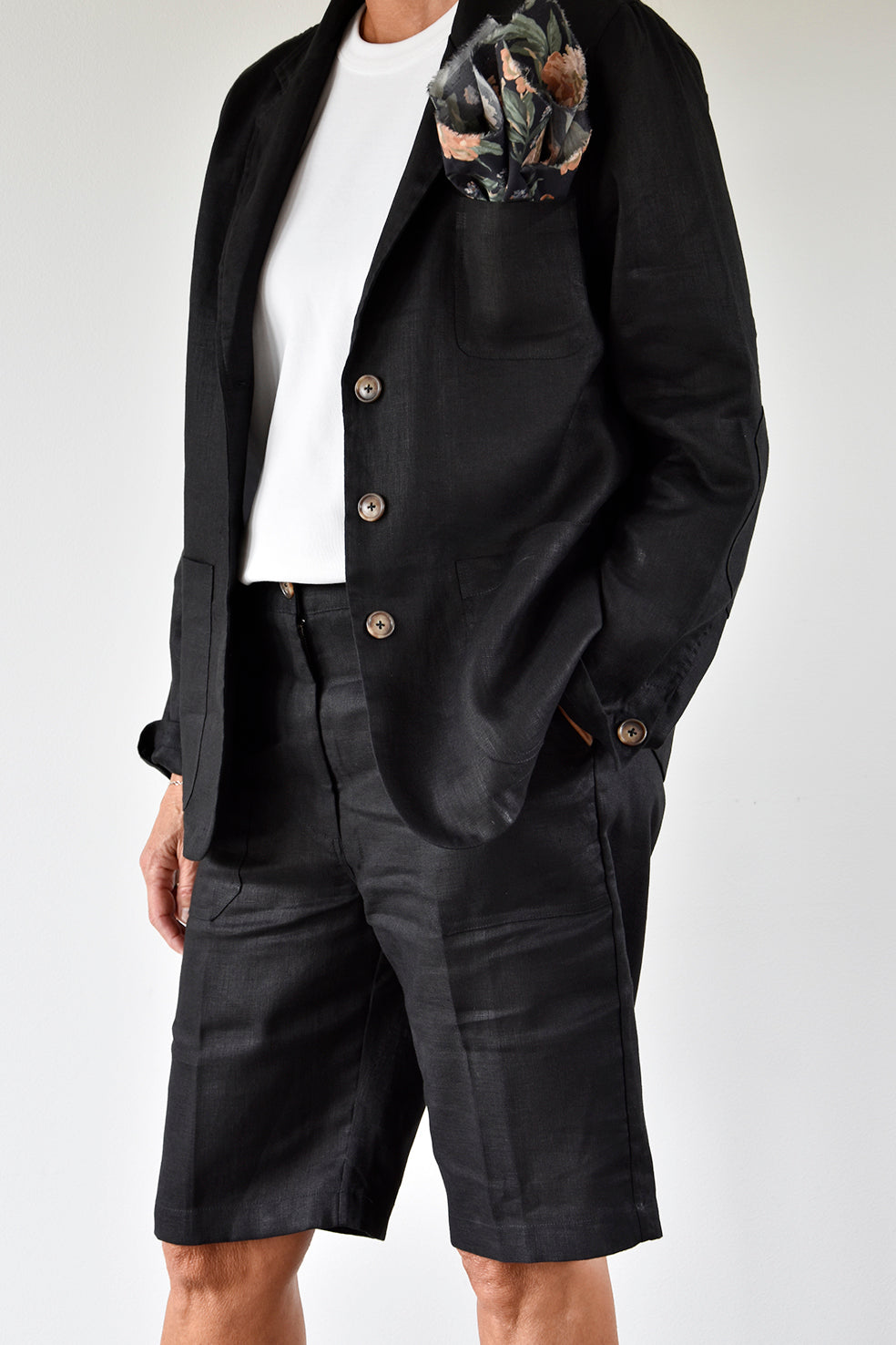Shorts Linen Black Re-