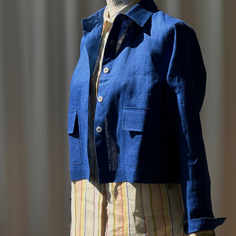 
                      
                        Jacket Short Linen Blue Re-
                      
                    