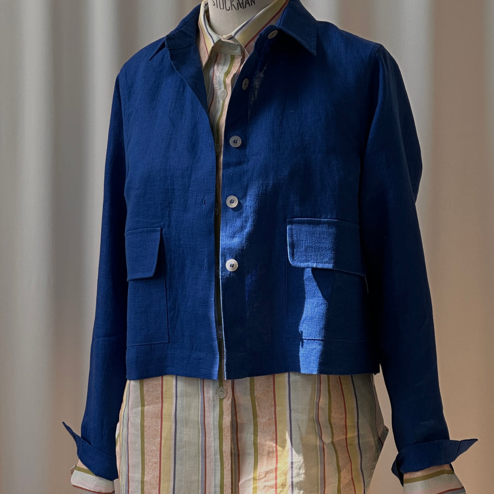 
                      
                        Jacket Short Linen Blue Re-
                      
                    