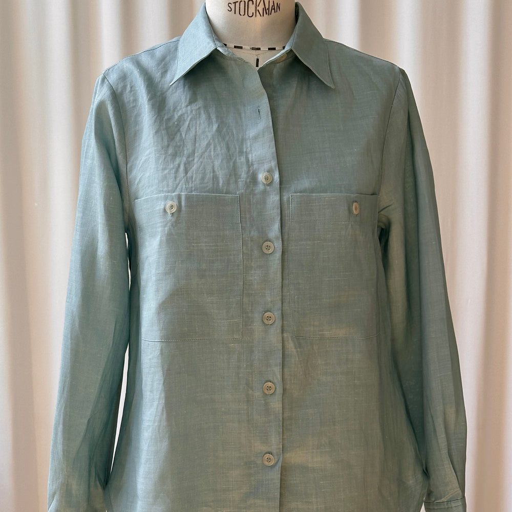 Shirt Thao Linen Dusty Aqua Re-