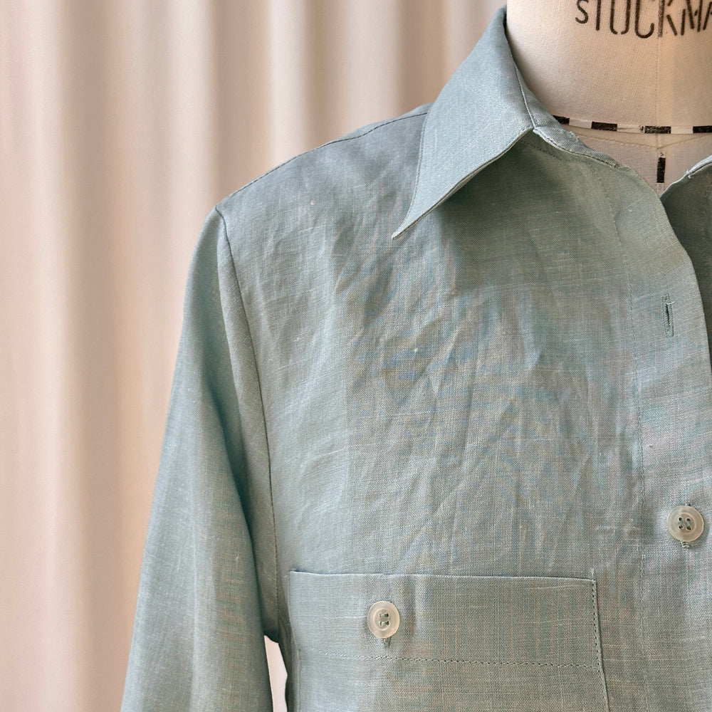 Shirt Thao Linen Dusty Aqua Re-