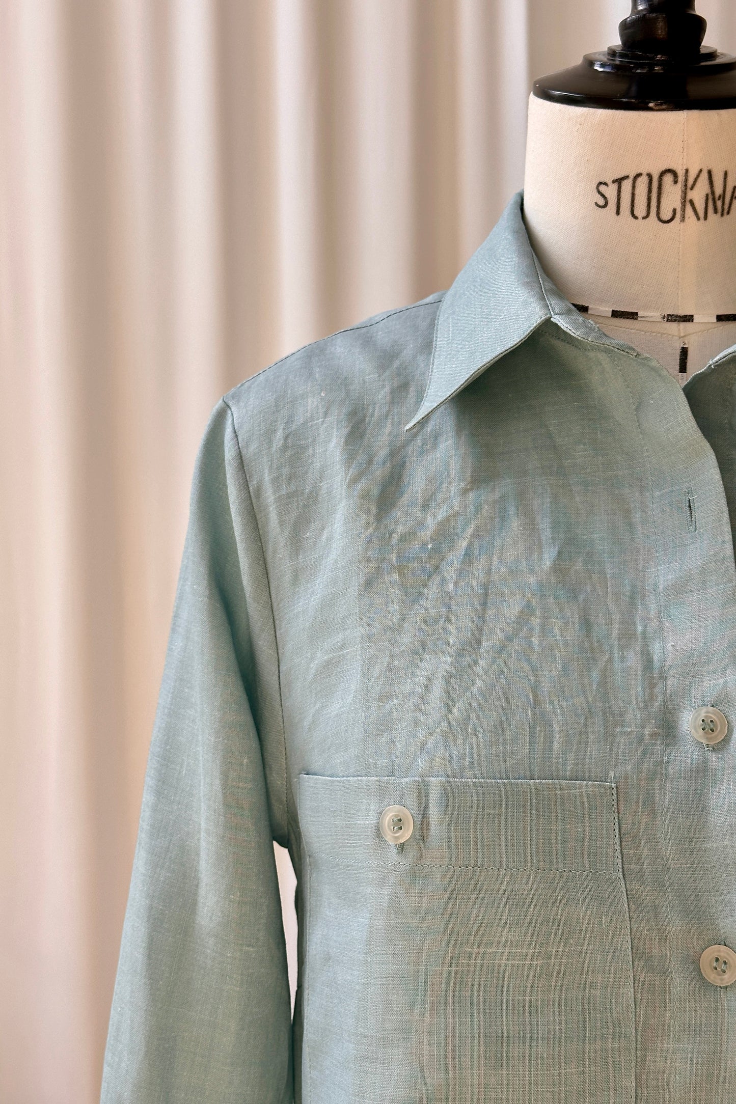 Shirt Thao Linen Dusty Aqua Re-