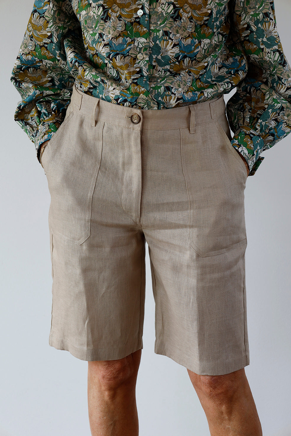 Shorts Linen Beige Re-