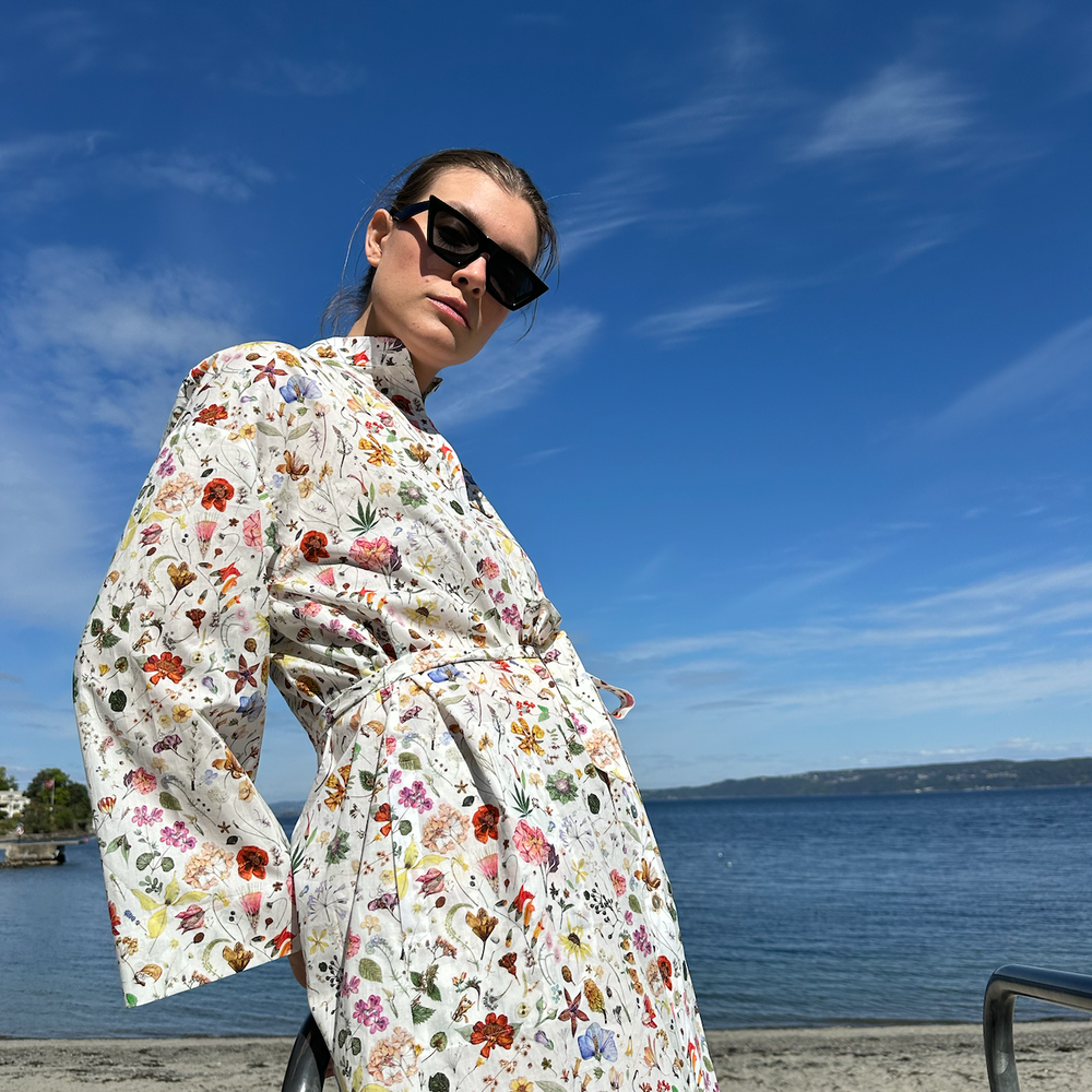 Kjole Skjorte Liberty Hvit Sommerblomster