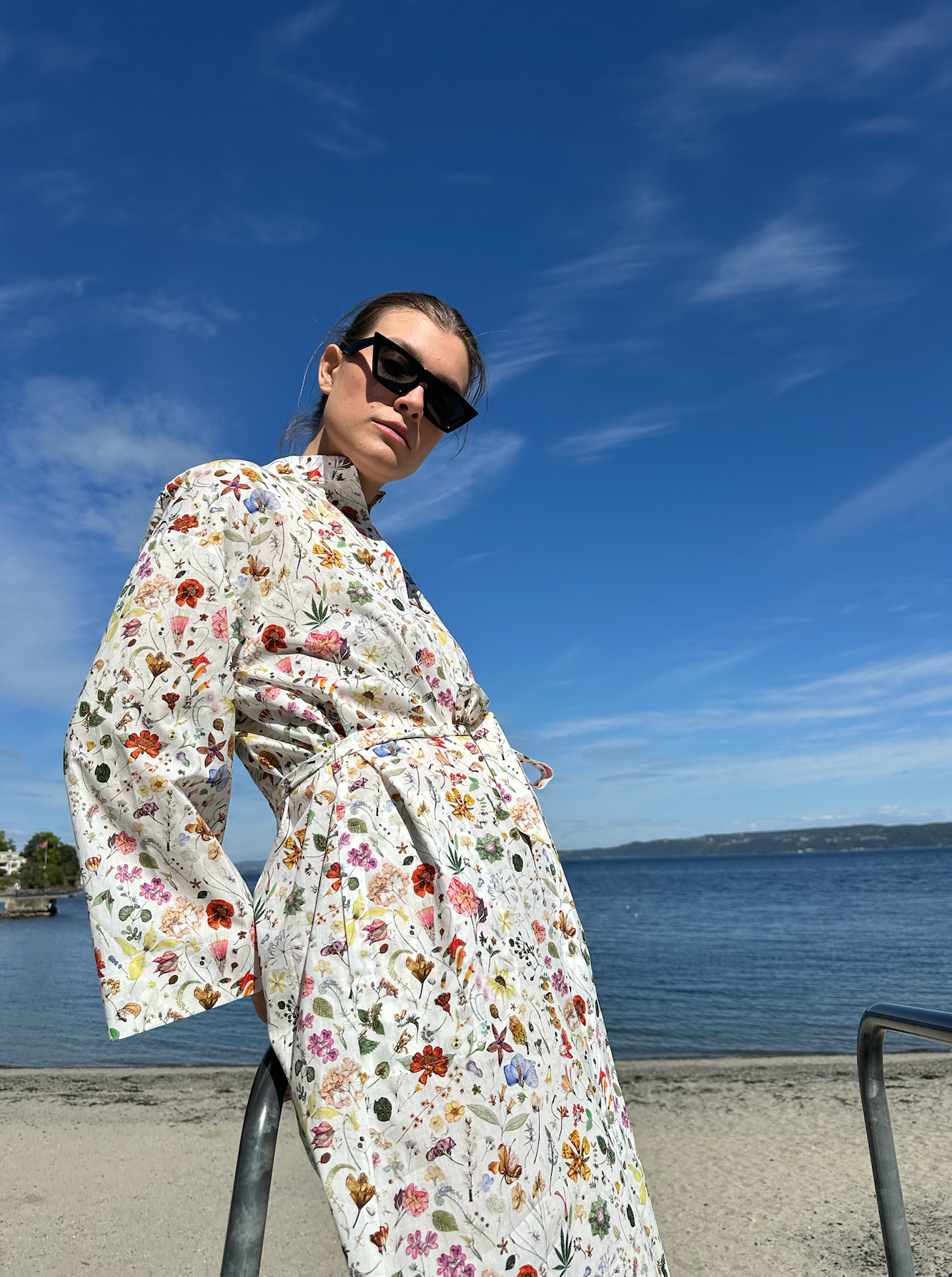 Kjole Skjorte Liberty Hvit Sommerblomster