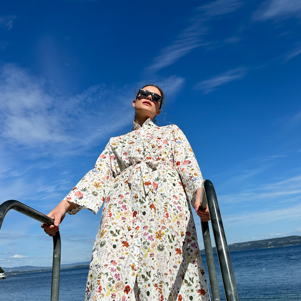Kjole Skjorte Liberty Hvit Sommerblomster