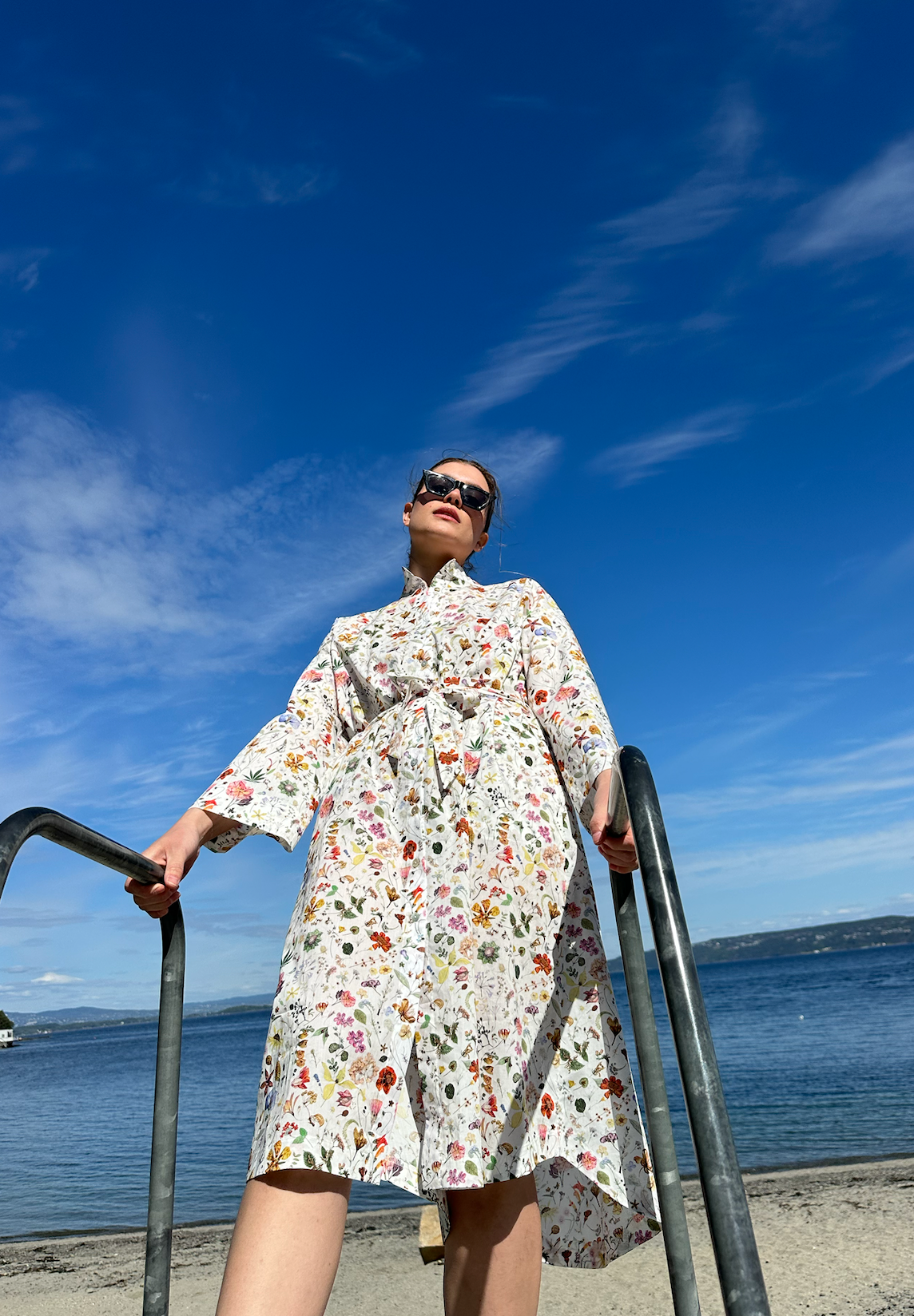 Kjole Skjorte Liberty Hvit Sommerblomster