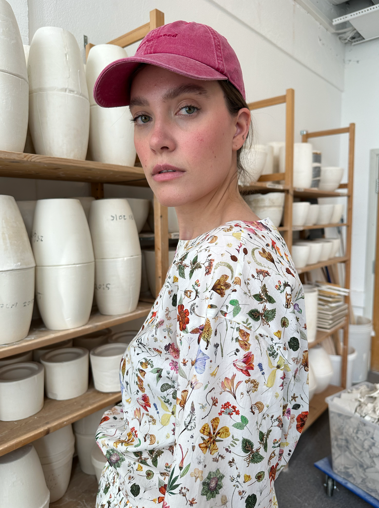 Bluse Sommer Liberty Hvit m/Sommerblomster