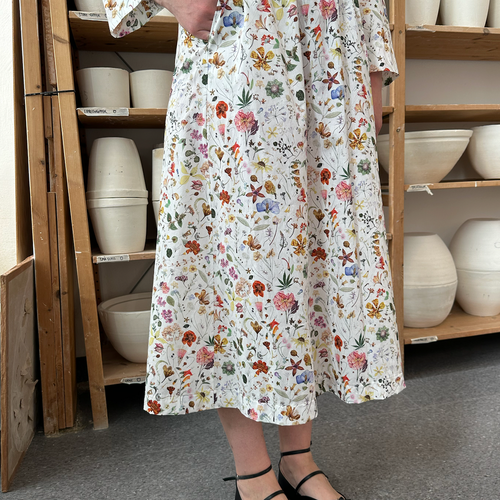 Skjørt Sommer Liberty Hvit m/Sommerblomster