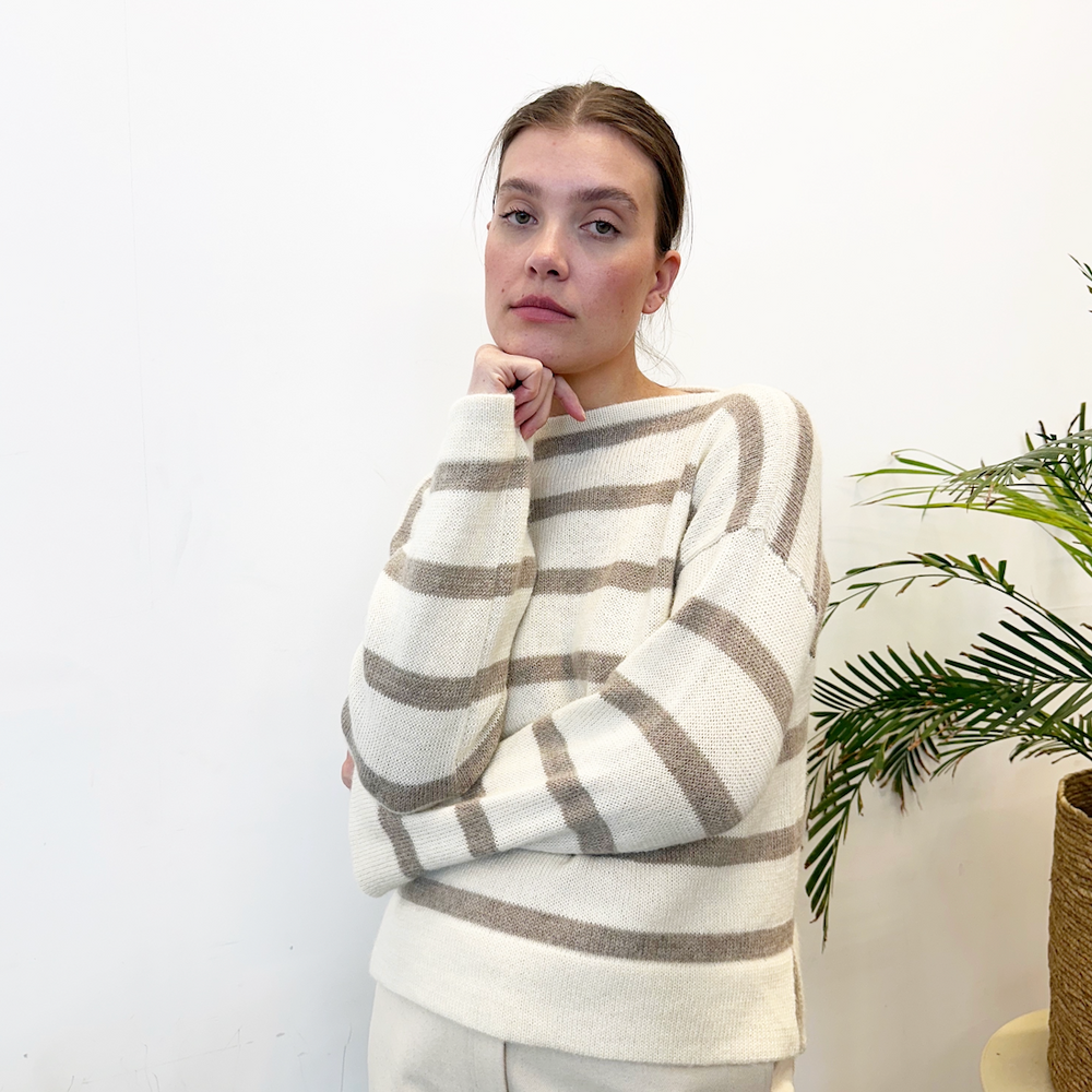 Genser Stripe Alpakka Sand