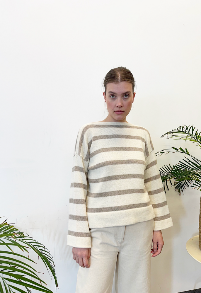 Genser Stripe Alpakka Sand