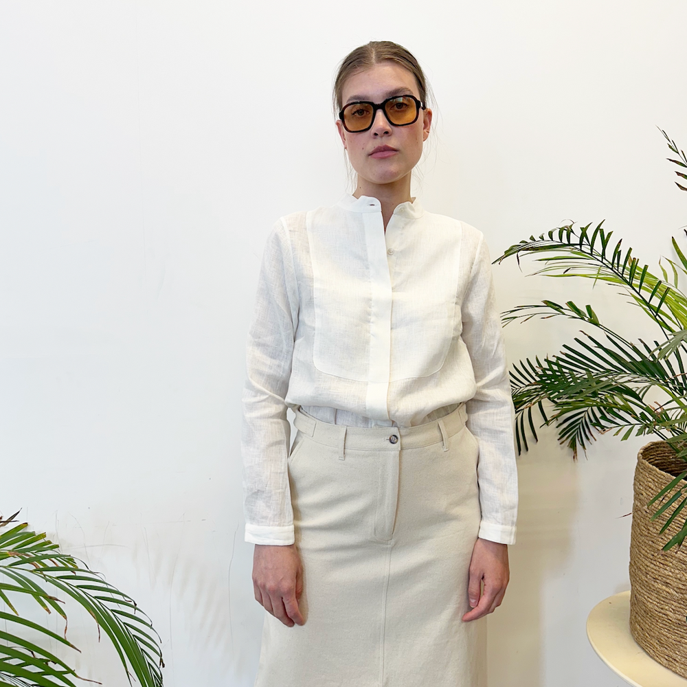 
                      
                        Shirt Front Linen White Re-
                      
                    