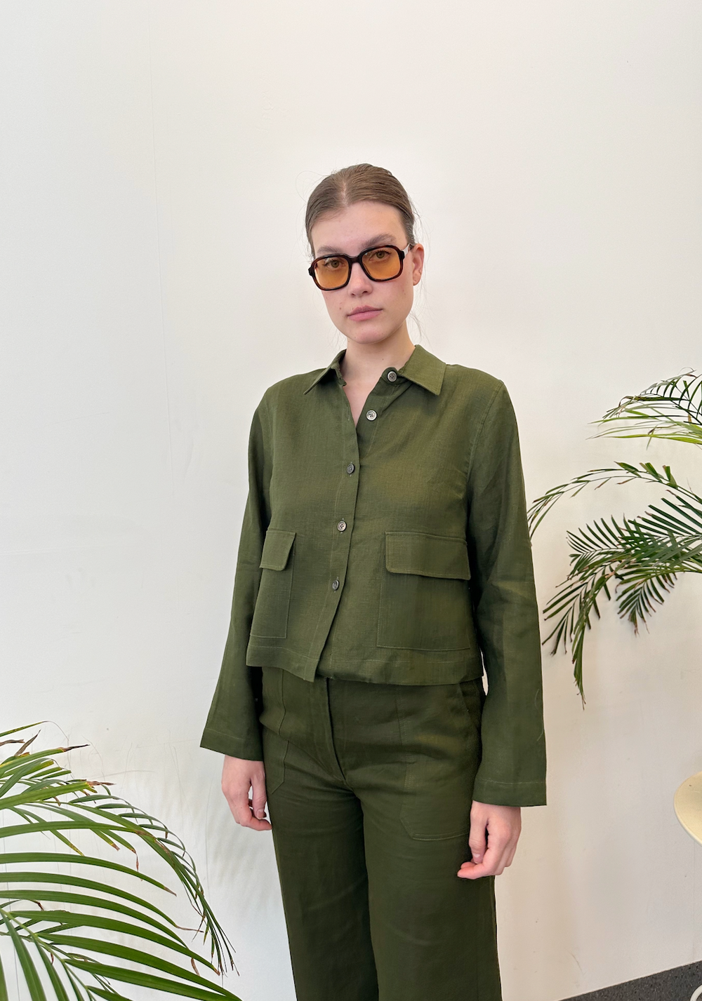 Jacket Short Linen Army Re-