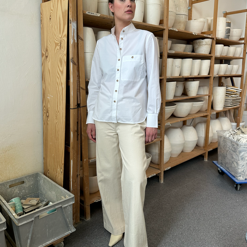 Shirt Straight Cotton White Re-