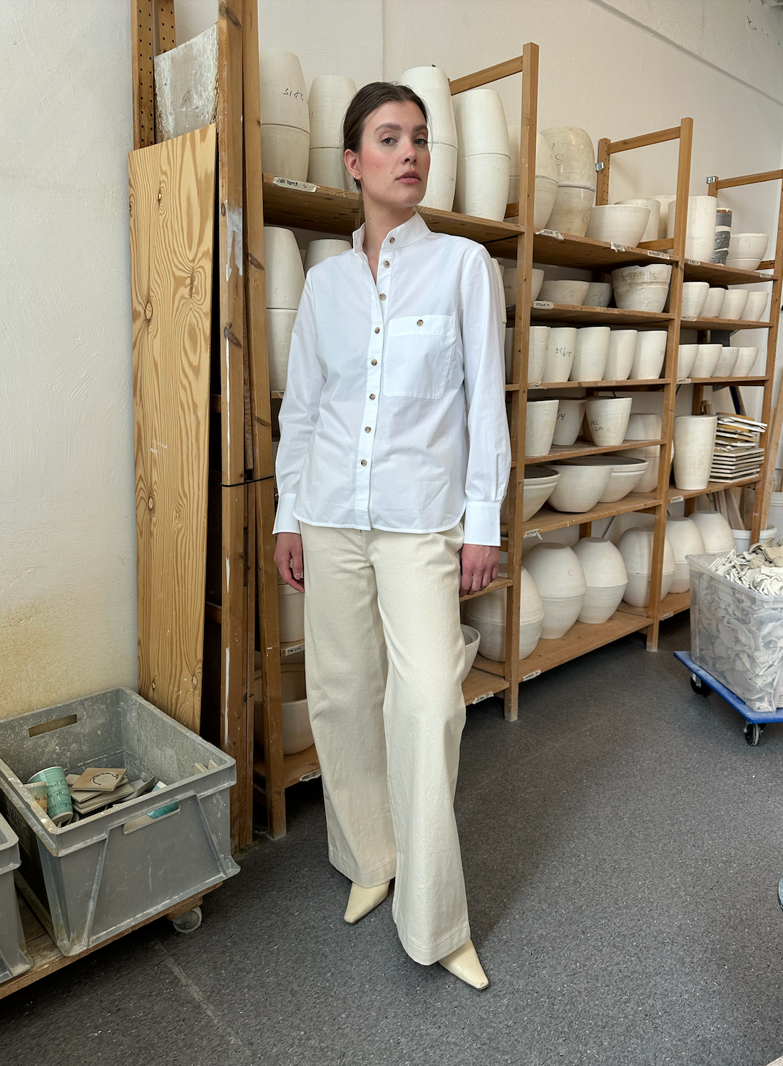 Shirt Straight Cotton White Re-
