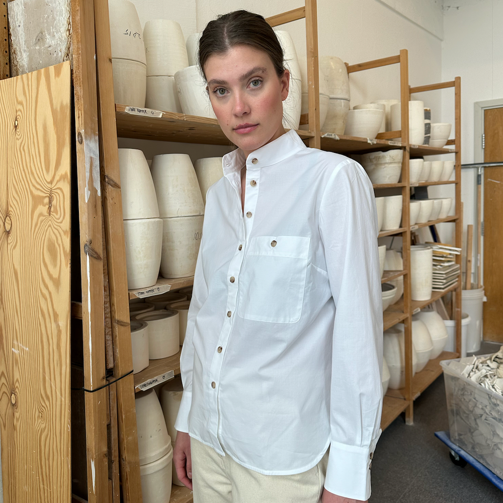 Shirt Straight Cotton White Re-