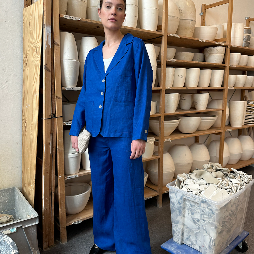 Pant Wide Thao Linen Blue Re-