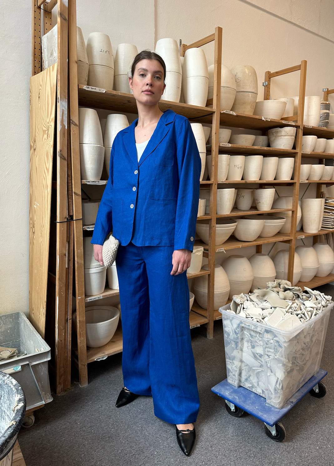 Pant Wide Thao Linen Blue Re-