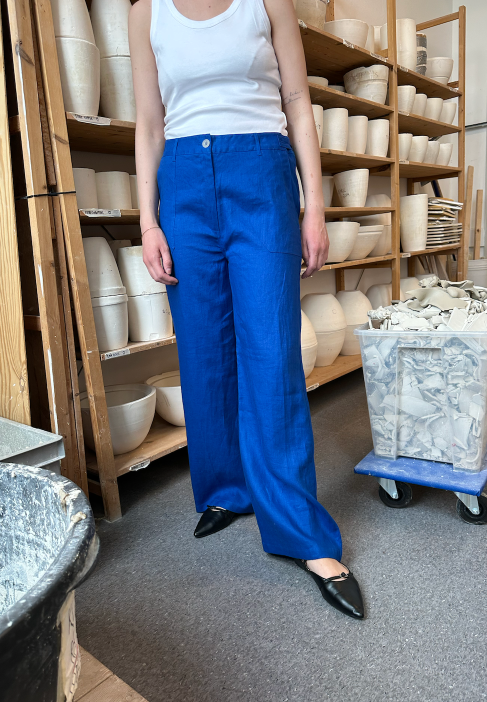 Pant Wide Thao Linen Blue Re-