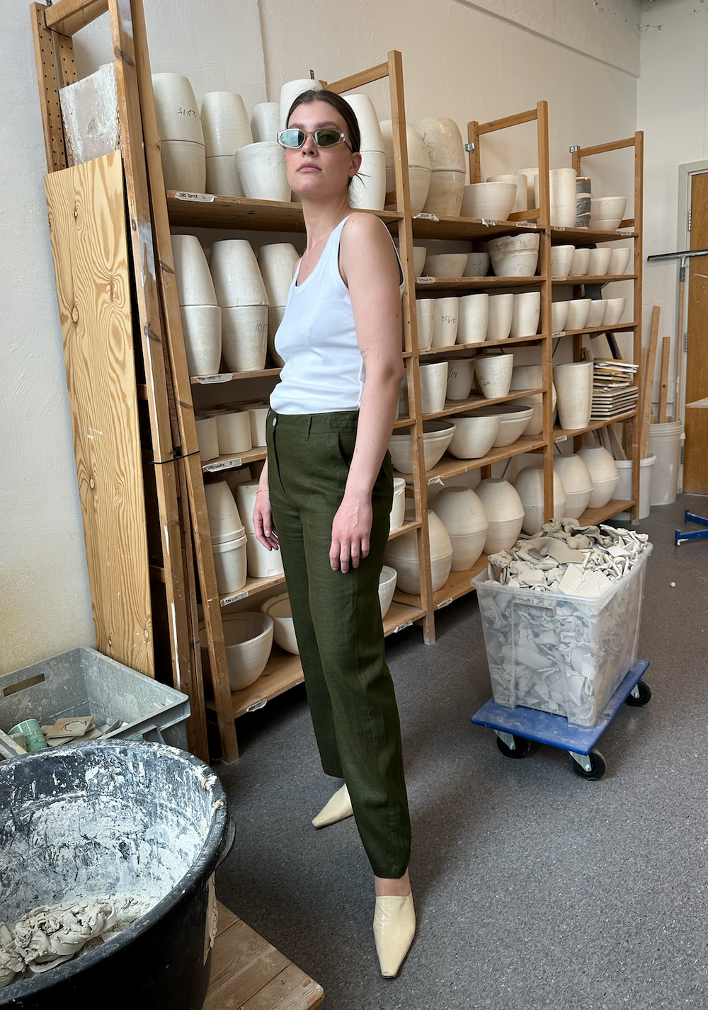 Pant Wide Thao Linen Army Re-