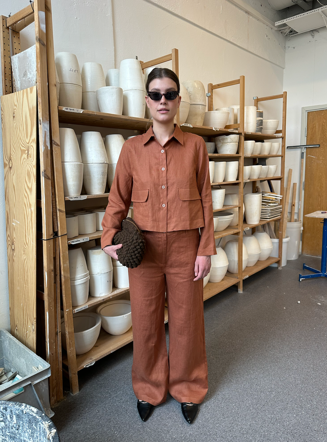 Pant Wide Thao Linen Rust Re-