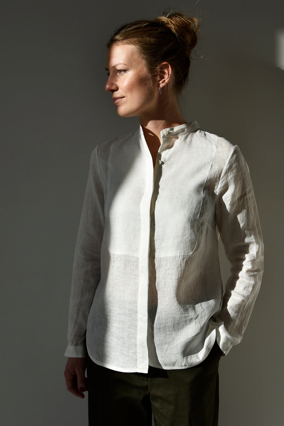 Shirt Front Linen White Re-