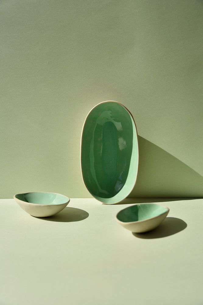 Skål Medium Oval Dus Grønn